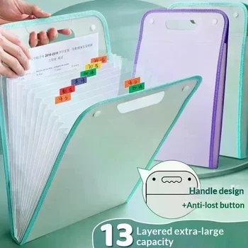 Cartella Portadocumenti Espandibile A4 con 13 Tasche - Borsa Organizzatrice Portatile con Manici, Cartella a Fisarmonica di Grande Capacità