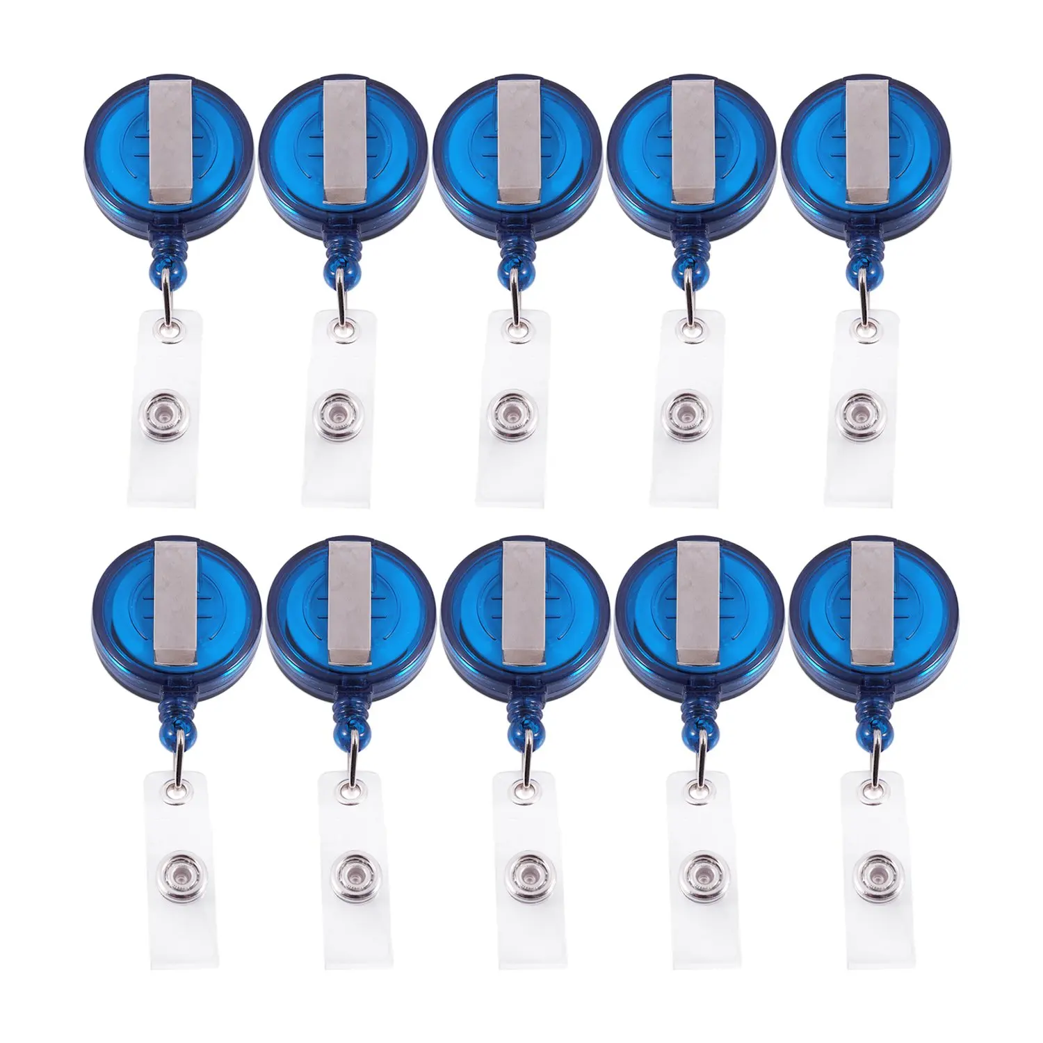 

10 Retractable Reel Recoil ID Badge Lanyard Name Tag Key Card Holder Belt Clip Color:Blue Amount:10 Pcs