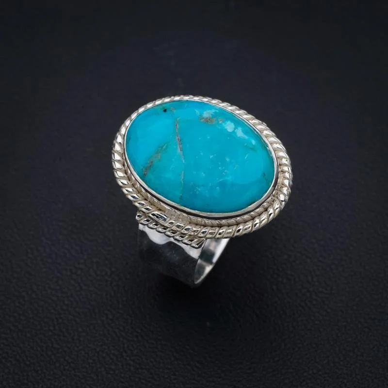 

StarGems бирюза молотковая ручная работа 925 пробы Серебряное кольцо 8,5 F2336