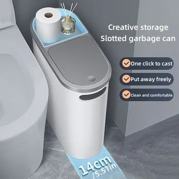 Press-Top Toilet Trash Can 1