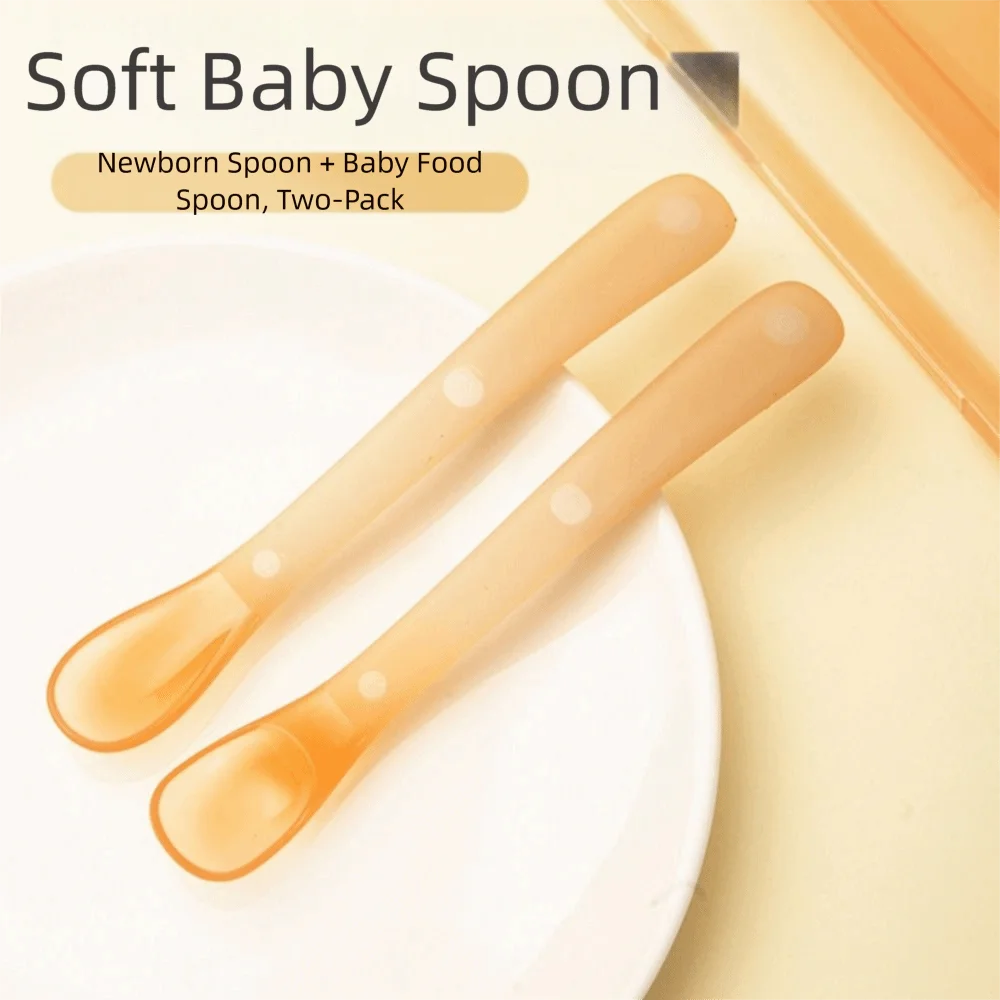 Soft Silicone Silicone Baby Spoon Easy Clean Safe Design Weaning Spoon Mini Size Dustproof Cover Infant Feeding Spoon