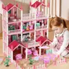 Dollhouse 3D Cartoon Doll Castle Villa Diy Set 1/12 Fantasy Doll House Assemble Scene Accessories With Led Lights Girl Birthday 1