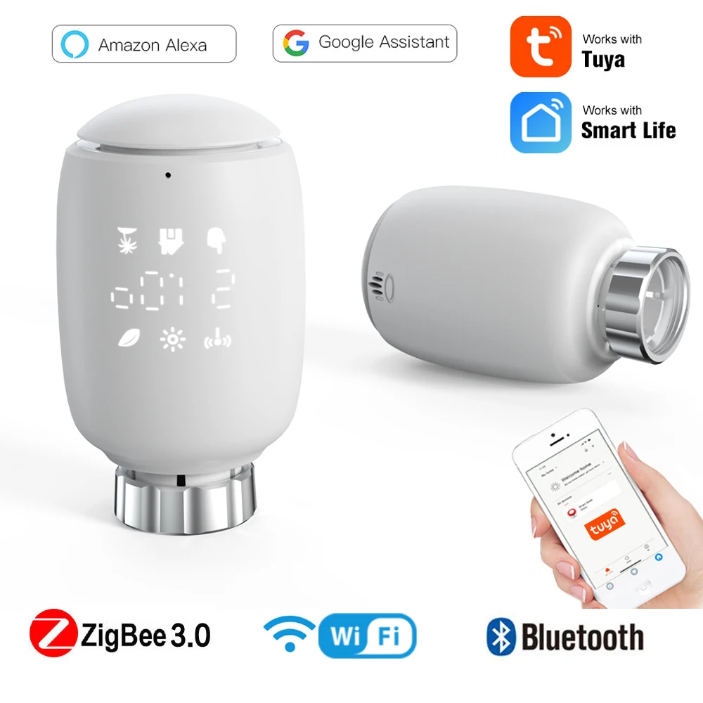 

ZigBee 3.0 Tuya WIFI Thermostatic Radiator Valve Actuator Alexa Google TRV Programmable Temperature Controller Smart life
