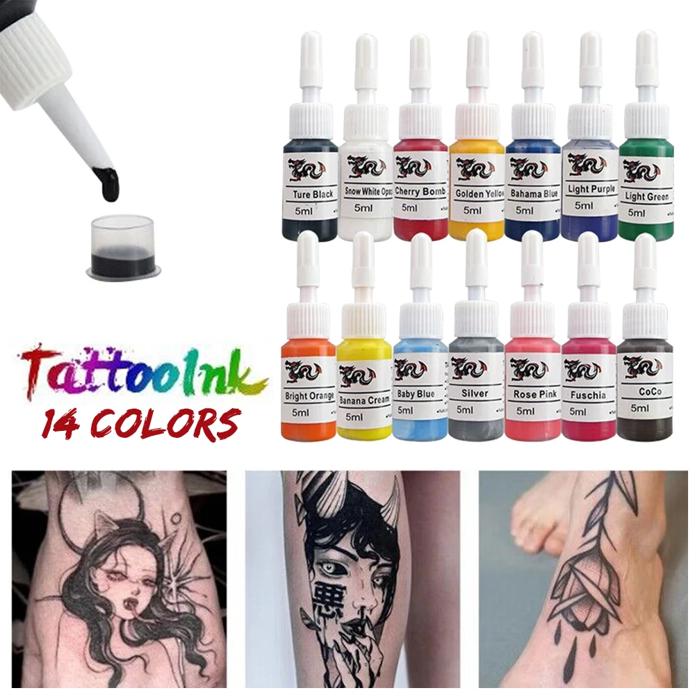 7/14/20PCS 5ml inchiostro per tatuaggi a colori Set di inchiostri per  tatuaggi pigmento vegetale naturale semipermanente per inchiostro per  tatuaggi a pigmenti per pittura di arte del corpo - AliExpress