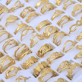 20 Pieces/Lot Vintage Adjustable Stainless Steel Rings Mixed Oil Pressure Titanium Steel Men and Women Couple Finger Ring 1