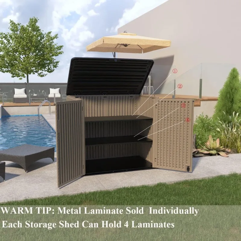 ADDOK Horizontal Outdoor Storage Sheds,Large Resin Outdoor Storage Cabinet for Patio Furniture,Grill and Gardening Tools. 4