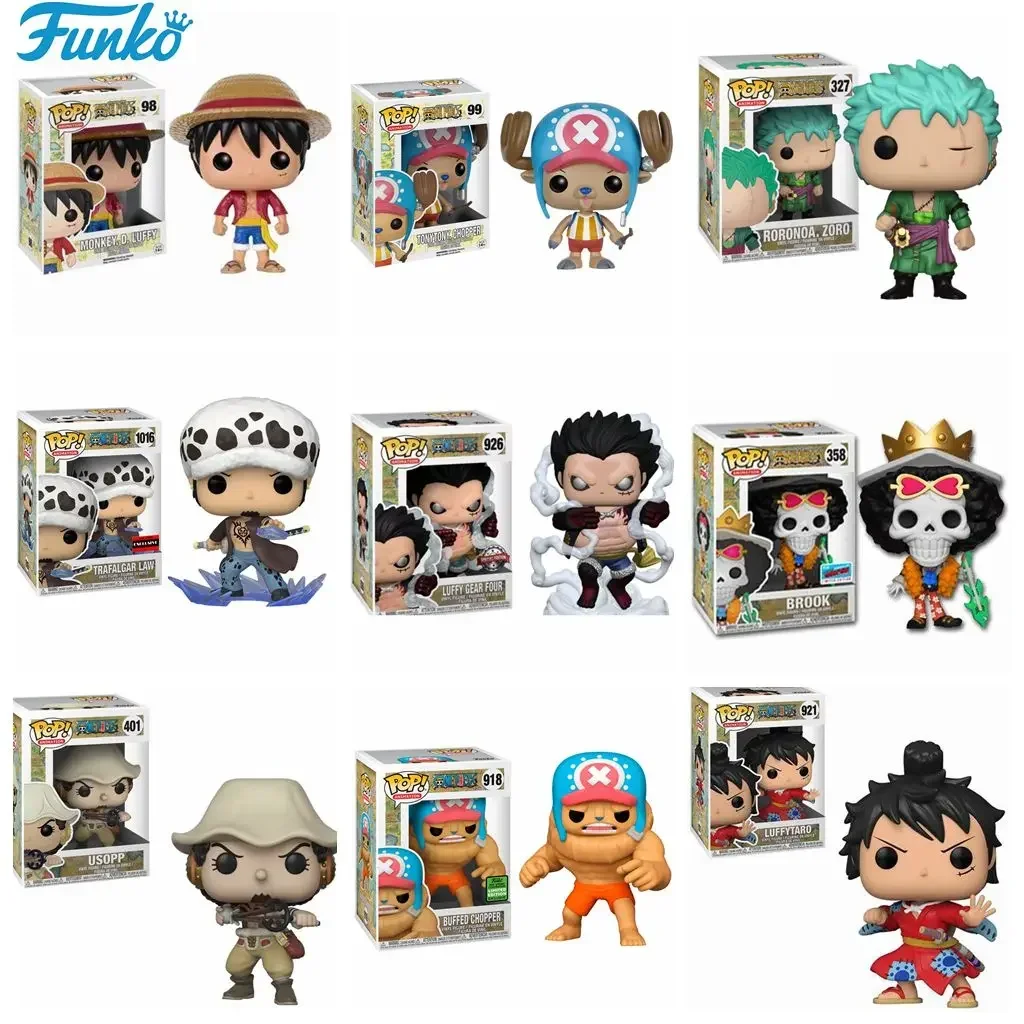 Funko Pop One Piece Bufffed Chopper 918 # Zoro 327 # Rufy Gear Four 926 #98 # Trafalgar Law 926 #101 # Action Figure Pvc Model Toy