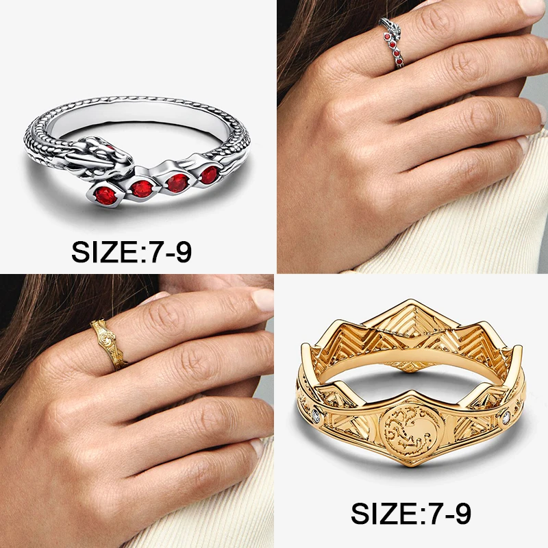 

Dragon Family Crown Ring Sparkling Dragon Ring game of Thrones Ring women's fashion rings Fit Pandora jewelry matching