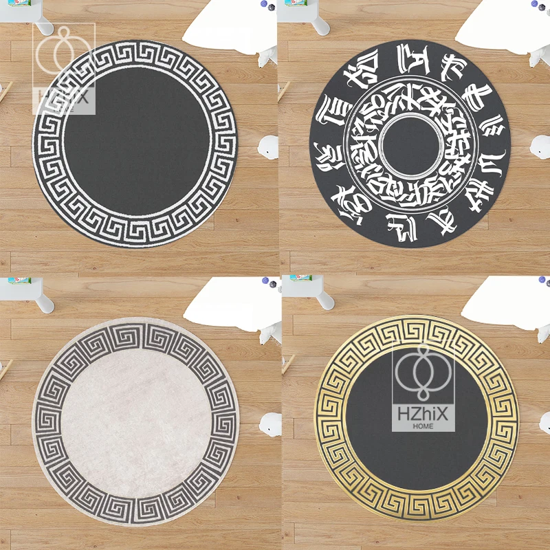 

Modern Luxury Round Geometry Lounge Bedroom Mat Simple Home Decor Soft Anti-Slip Carpet for Room Decoration Prayer Mat Muslim