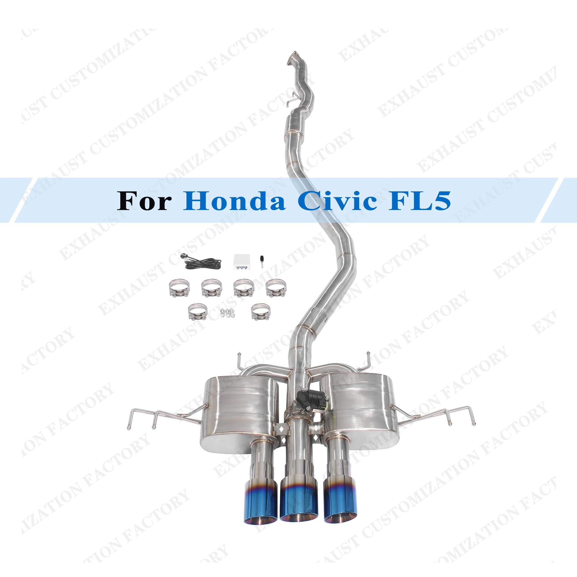 แปรงระบบไอเสียสําหรับ Honda Civic Type R FL5 2.0T Performance Muffler วาล์วไฟฟ้าไทเทเนียมท่อไอเสีย OEM 1