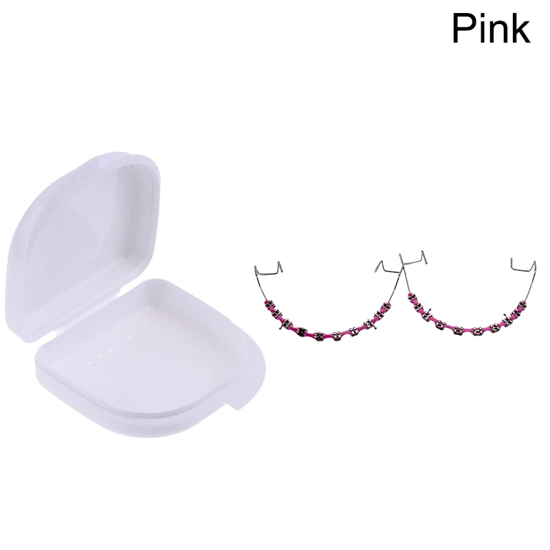 1 Pair Colorful Brackets Dental Fake Braces With Hook Temporary Tooth Decoration With Metal Wires Bracket Ligature Tie With Box