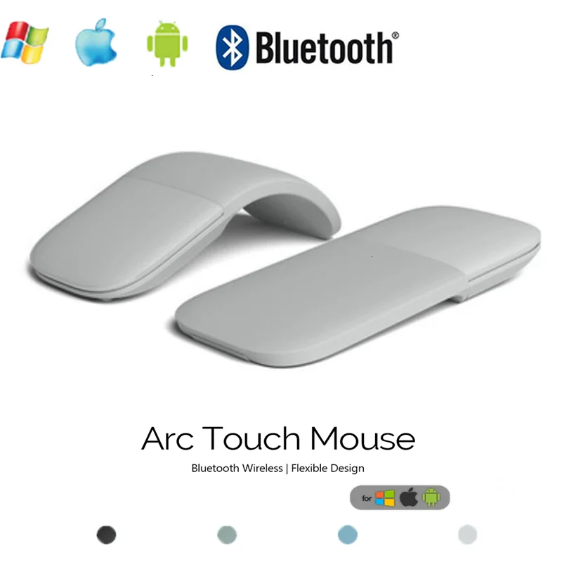 Foldable Wireless Bluetooth Mouse Arc Touch Slim Folding Mice Flat