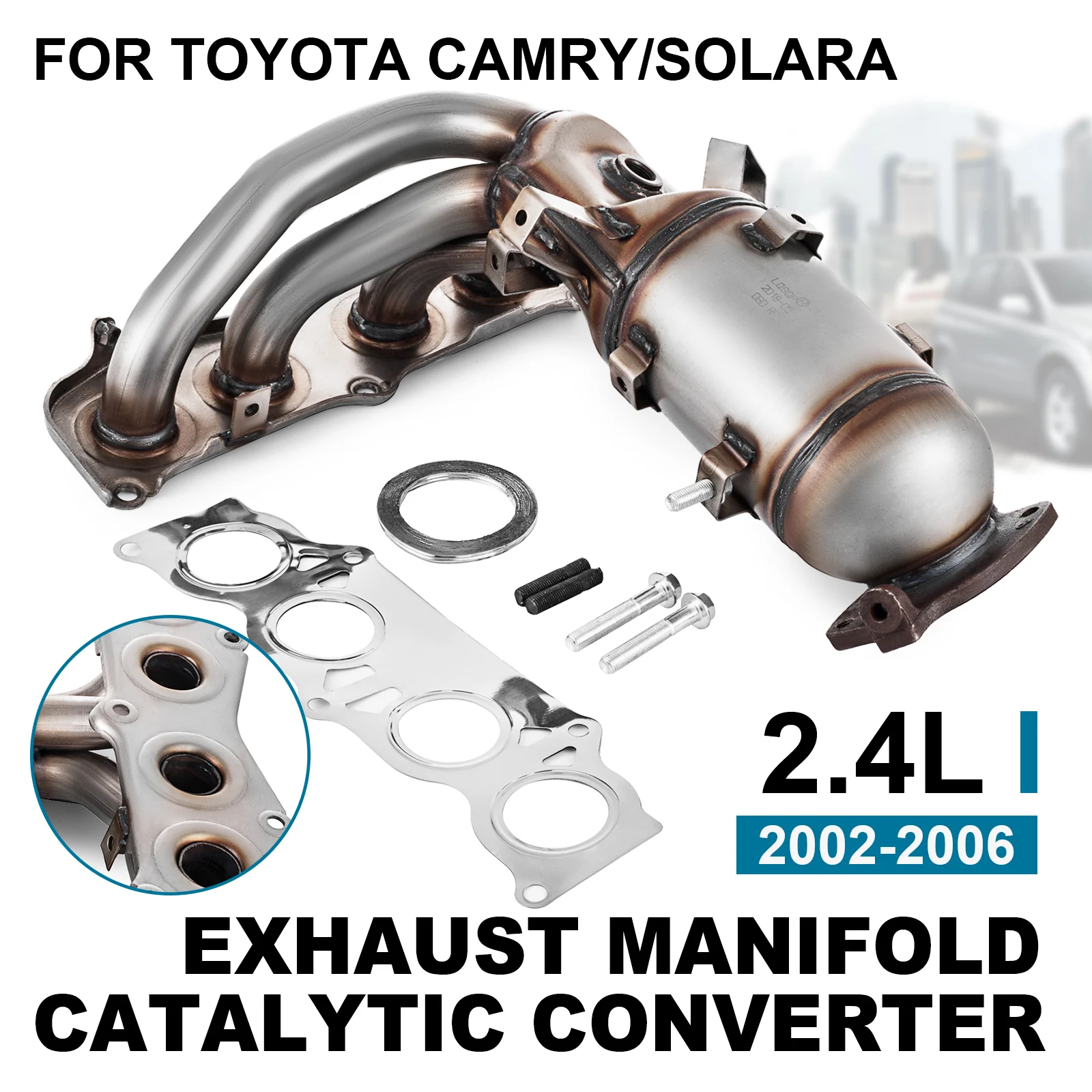 도요타 캠리 솔라라용 배기 매니폴드 촉매 컨버터, 2.4L 엔진, 2002 2006 전면 교체, 볼트온 촉매 컨버터