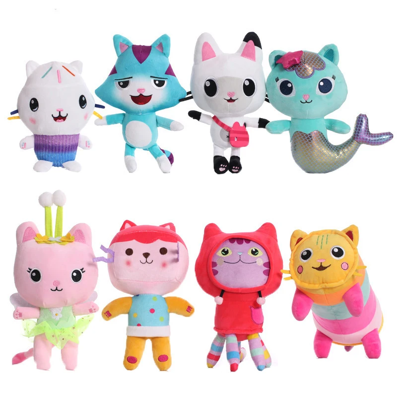 22-30cm Gabby's Dollhouse Plush Stuffed Toys Cartoon Anime Figures Soft Dolls Pedant Kids Birthday Gifts Kawaii Girls Xmas Decor 30cm hot rainbow friends plush toys animation game cartoon figure soft stuffed doll kawaii monster character for kids xmas gifts