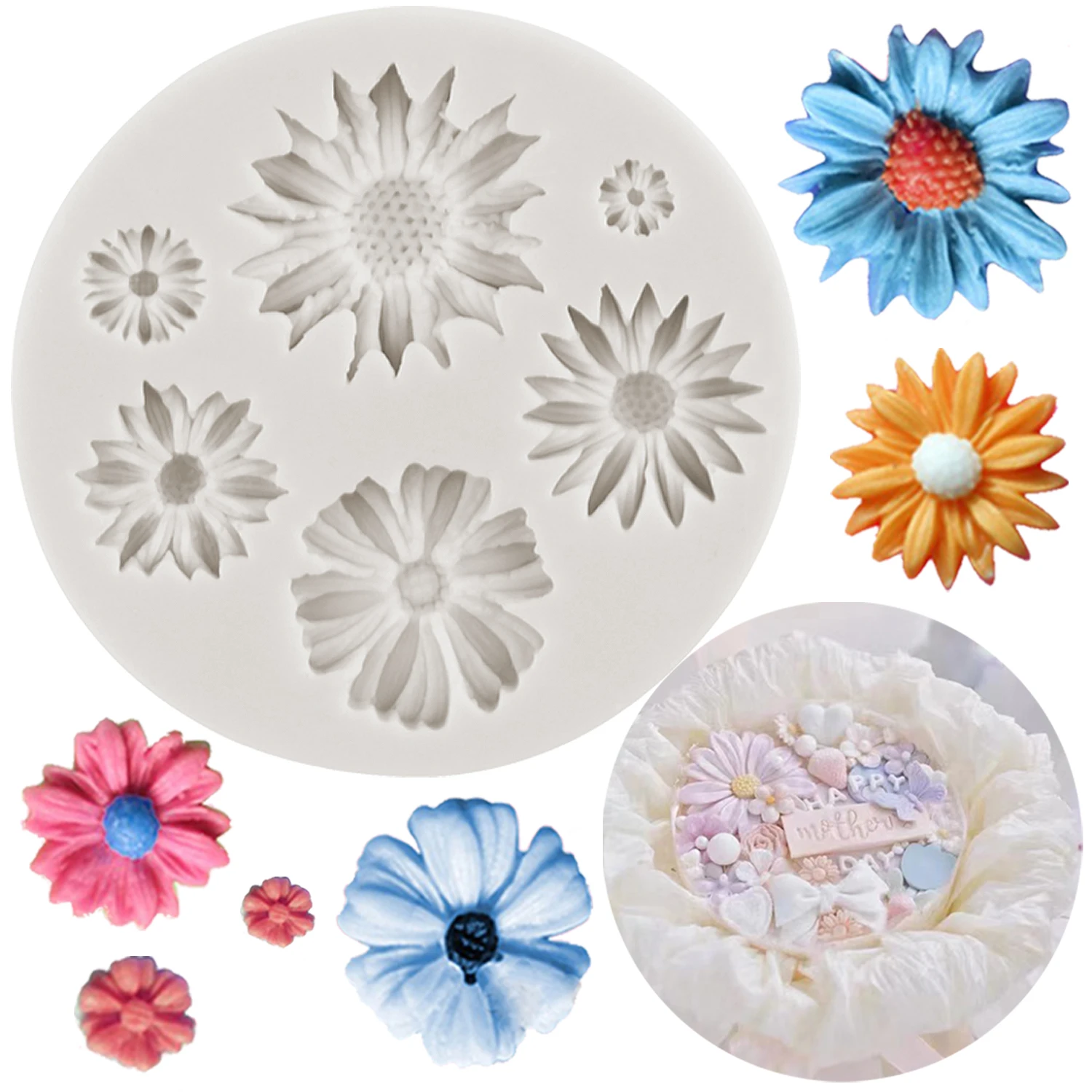 

Sugarcraft Flower Daisy Silicone Molds Cupcake Topper Fondant Cake Decorating Tools Candy Polymer Clay Chocolate Gumpaste Mold