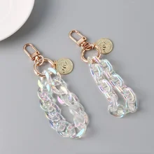 

1pc Cute Sweet Acrylic Dreamy Colorful Chains Lanyards Keychain Fashion Exquisite Bag Ornament Valentine's Day Gift For Women