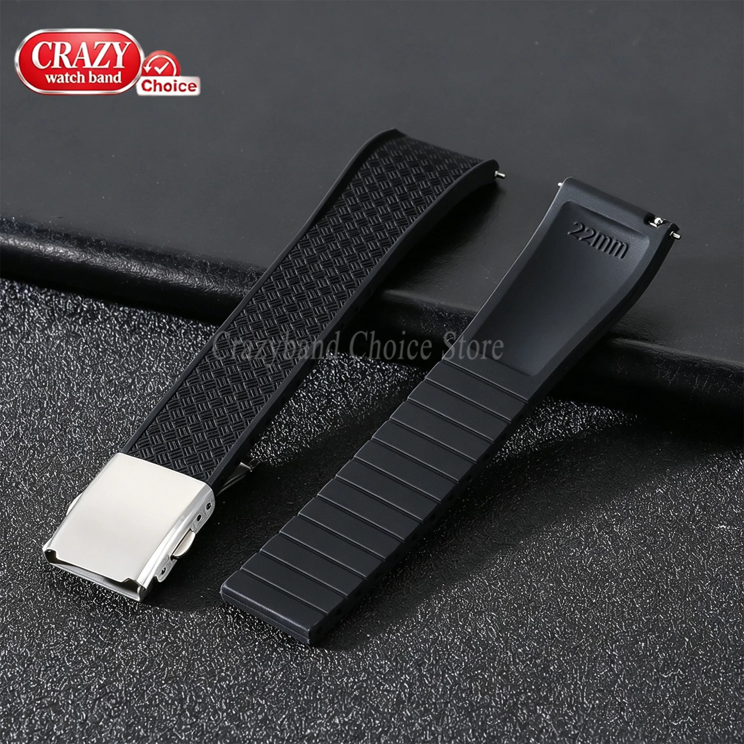 Universal Quick Release Silicone Watch Strap - Green, Blue, and Black 20mm/22mm