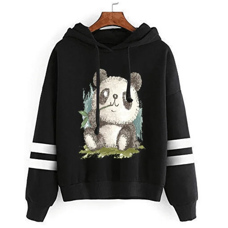 

Y2k Hoody Fashion Hoodies Pandas Eat Bamboo High Street Fashion Long Sleeves Kawaii Panda Sweatshirts Casual Top Pullover Female