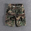 2025 Summer New American Retro Woven Camouflage Cargo Shorts Men's 100% Cotton Washed Multi-Pocket Casual Straight 5-point Pants