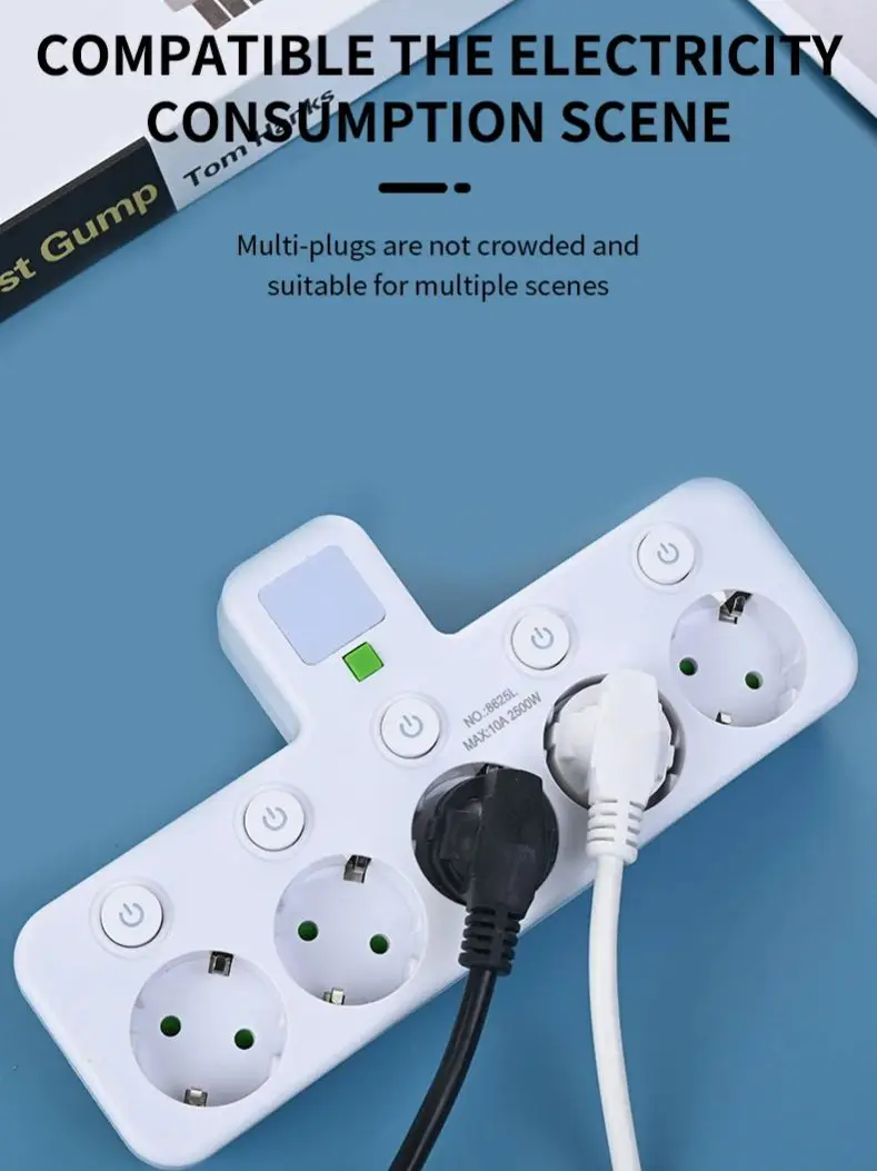 EU Plug Outlet with 4 USB-Enhanced Sockets and Type-C Ports