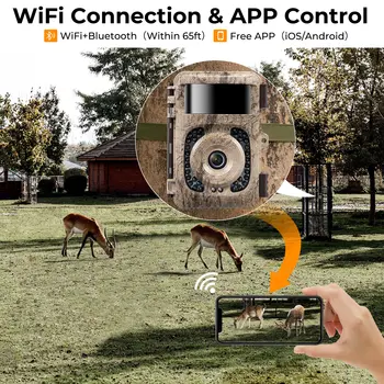 Trail Camera 4k 48MP WiFi Hunting Cameras with 0.2s Trigger Time No Glow Infrared Led for Night Vision Motion Activate Trail Cam 2