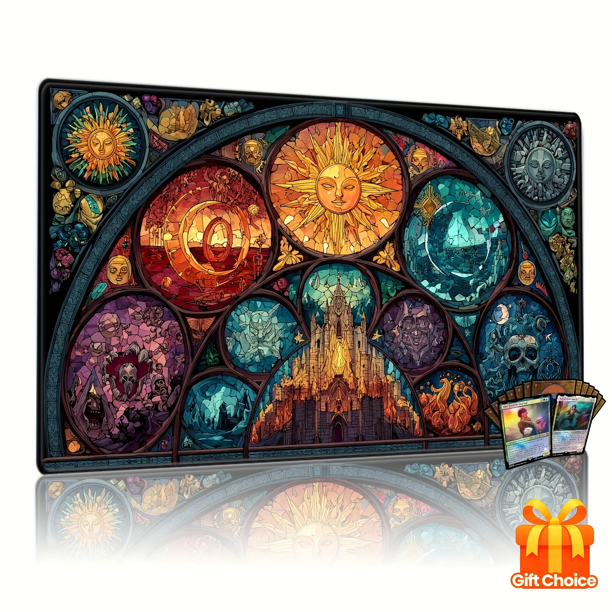 Colored Glass Style Skull Pattern TCG Playmat Magic Card Battle Mat Non-Slip Durable 35X60CM Commander Play Mats Tapete Magic - 3