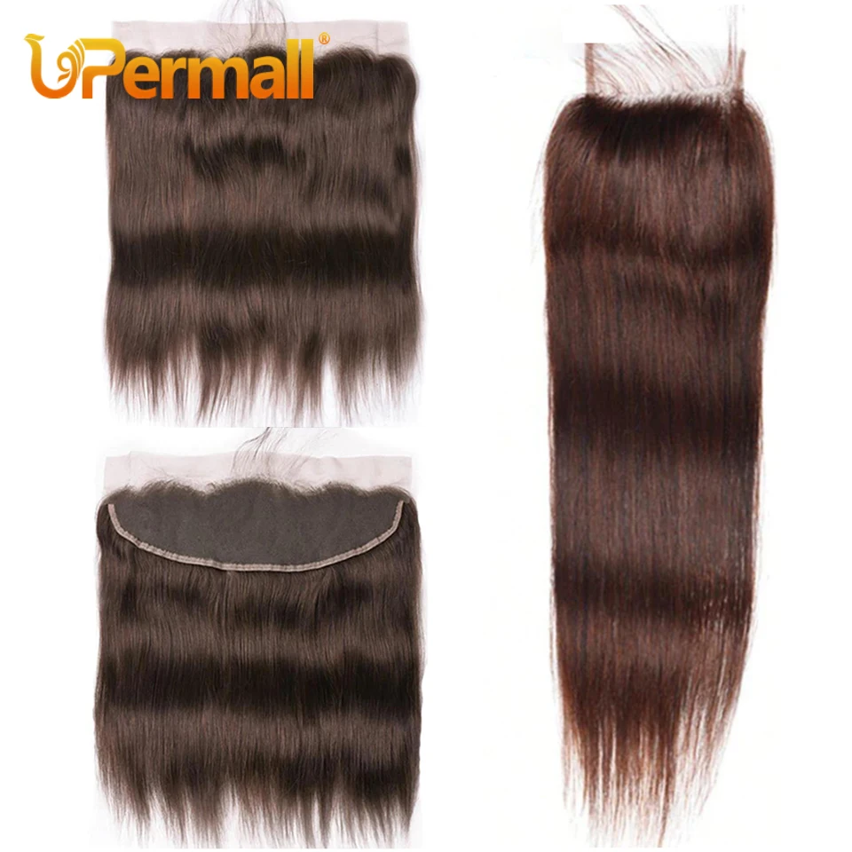 Upermall Chocolate Brown 13*6 13*4 Lace Frontal Pre plucked Swiss Transparent 4x4 5x5 Closure #4 Human Hair Straight Body Wave 1