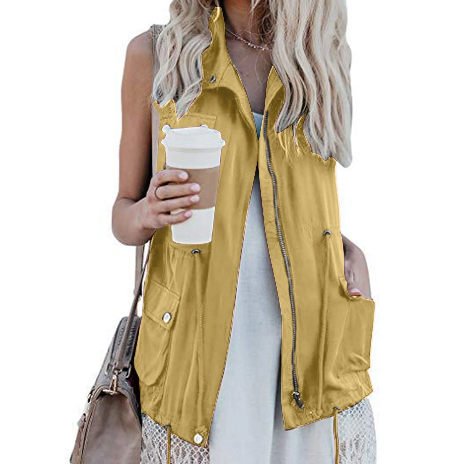 

Жилет женский осенне-зимний, на молнии, без рукавов