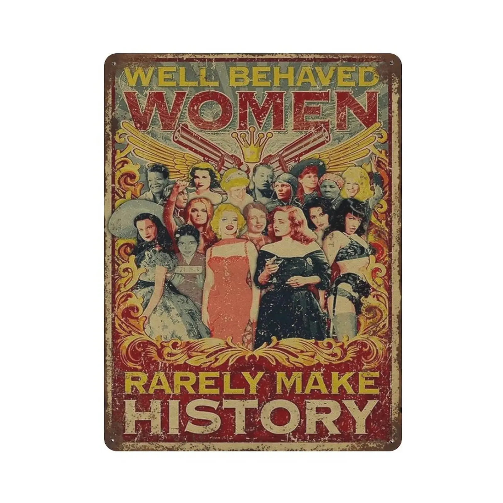 Жестяной знак в ретро стиле, 16x12 дюймов, хорошо вести себя в женской истории, жестяной знак, женский подарок на феминизм, домашний декор, настенное искусство, Забавный