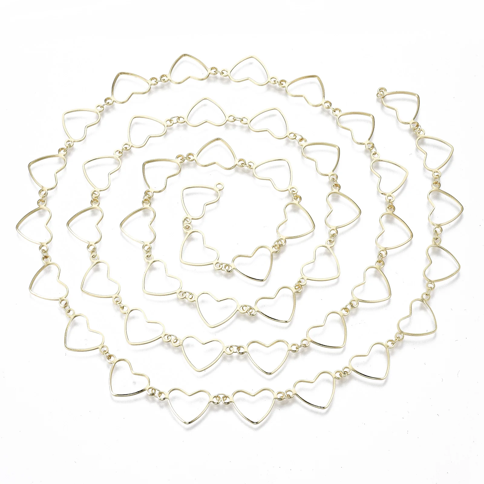 

1m Brass Chains Heart Link Chains Long-Lasting Plated Soldered Links Light Gold Color Heart: 20x12x1mm, Link: 3.5x3x0.4mm