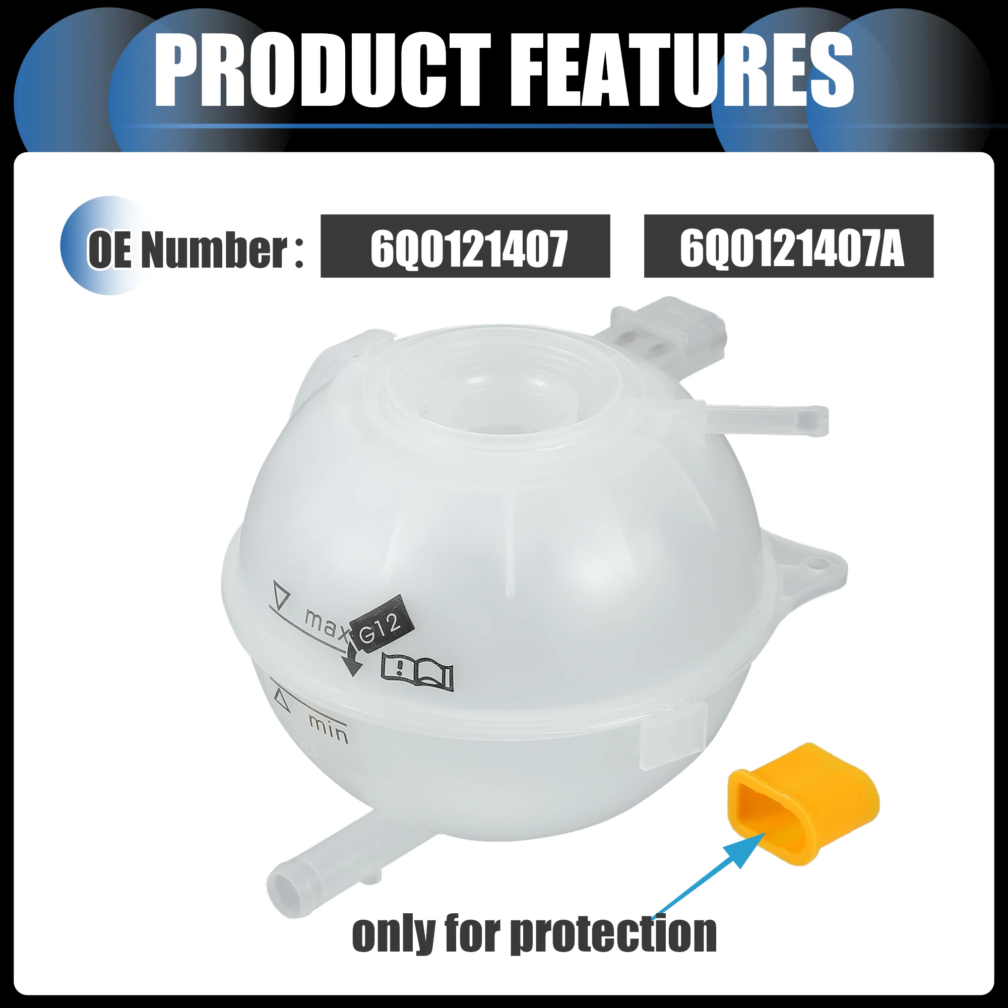 Skoda Fabia 01-08용 UXCELL 냉각수 확장 오버플로 탱크(센서 포함) No.6Q0121407