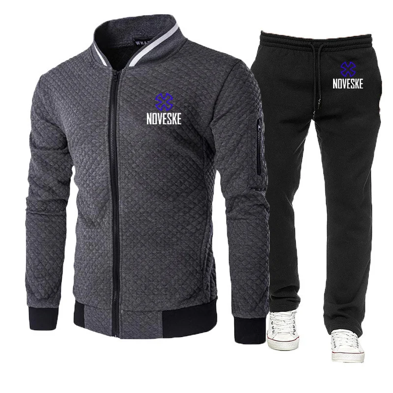 Mens Funny Print Zipper Hoodie and Sports Pants Set