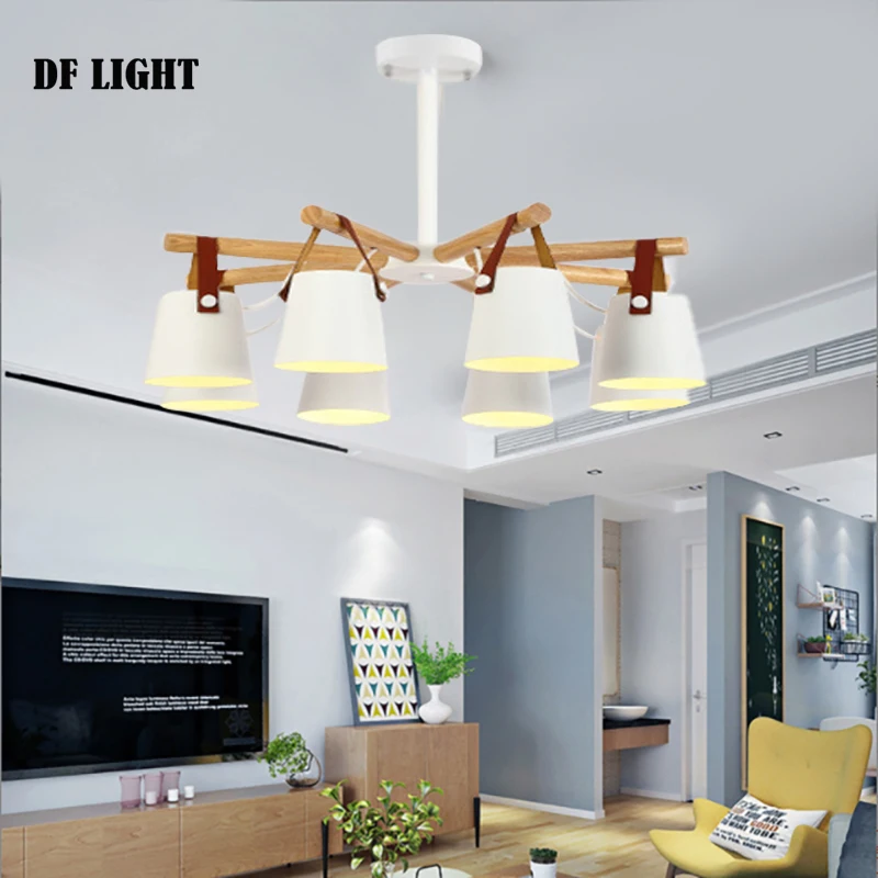 Modern living room LED chandelier bedroom dining room ceiling chandelier dining room wooden ceiling lamp cafe decor lighting mid century modern chandelier