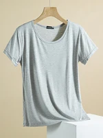 Modal Svel T-irt Women Summer Thin round Ne No Bra Casual Large Size Base irt Comfortable Breathable Loose Fit - Image 3