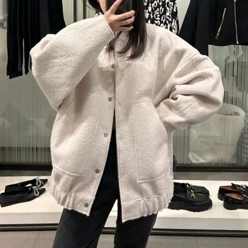 

2023 spring and summer new all-match casual stand-up collar long-sleeved top loose casual bomber jacket coat