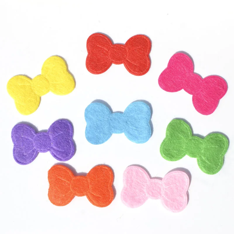 60 Stücke 19*30mm Mix Farbe Bowknot Vlies Patches Filz Applikationen für Kleidung Nähzubehör DIY Handwerk Ornament