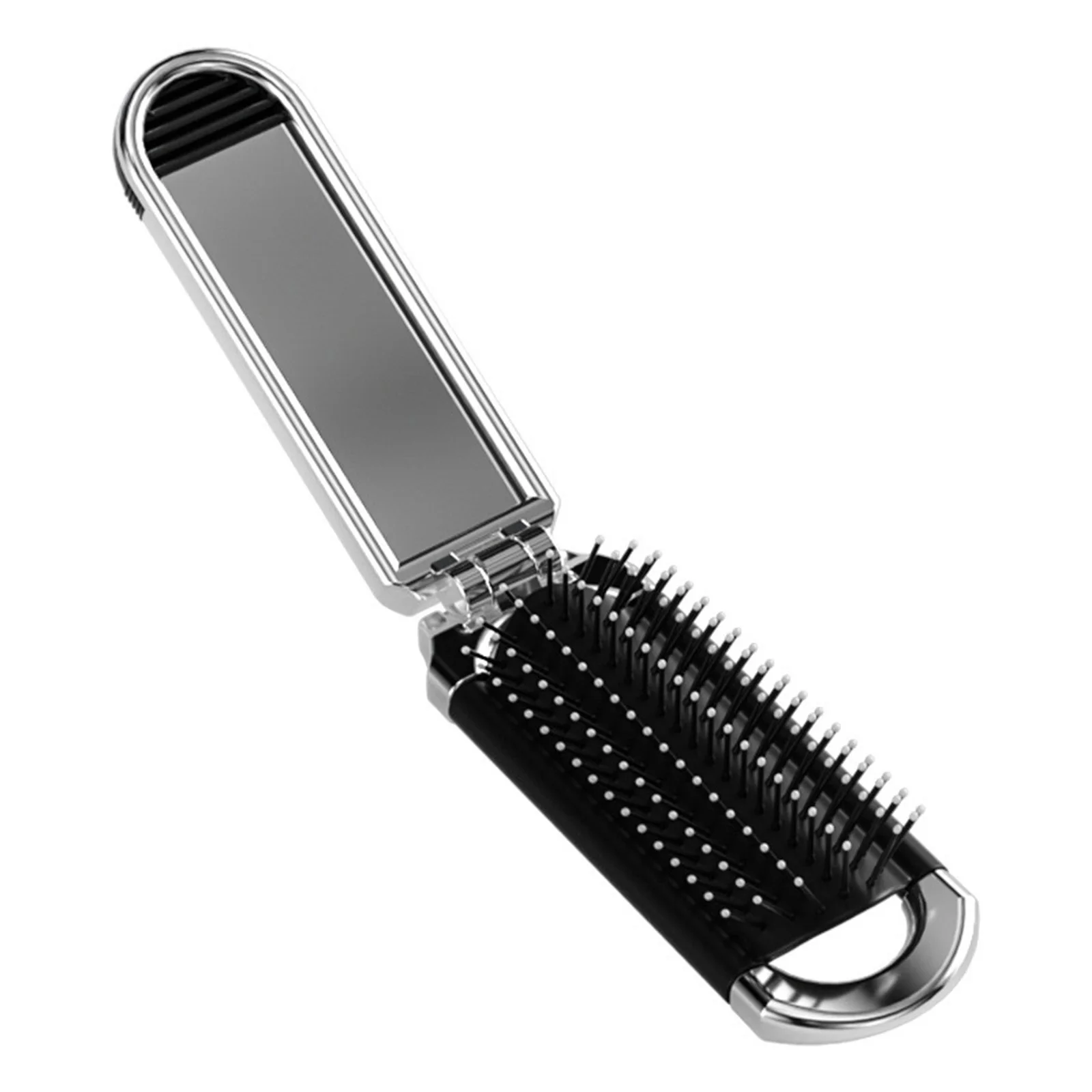 

Folding Hair Brush With Mirror Unisex Small Compact Pocket Hair Comb for Easy Styling and Maintenance