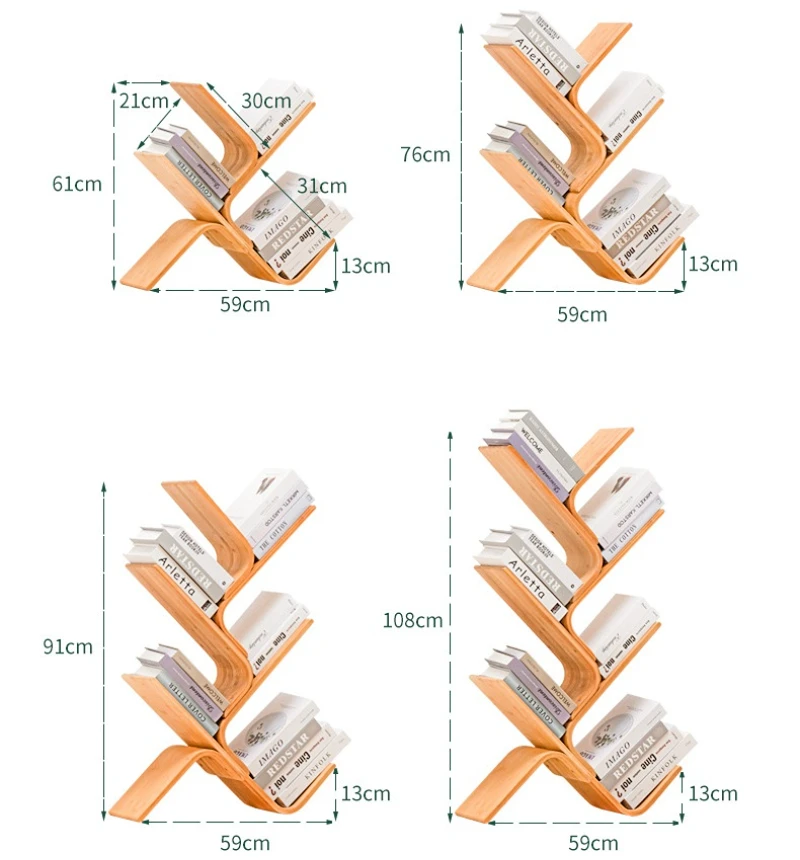 Tree Bookshelf 8-Tier Corner Bookcase