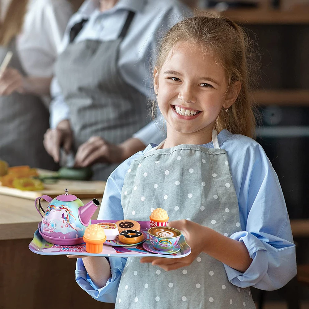 Toy Tea Set for Little Girls Princess Party Play Toy Kid Afternoon Tea Set Including Kitchen Pretend Toys Birthday Gift for Kids 3