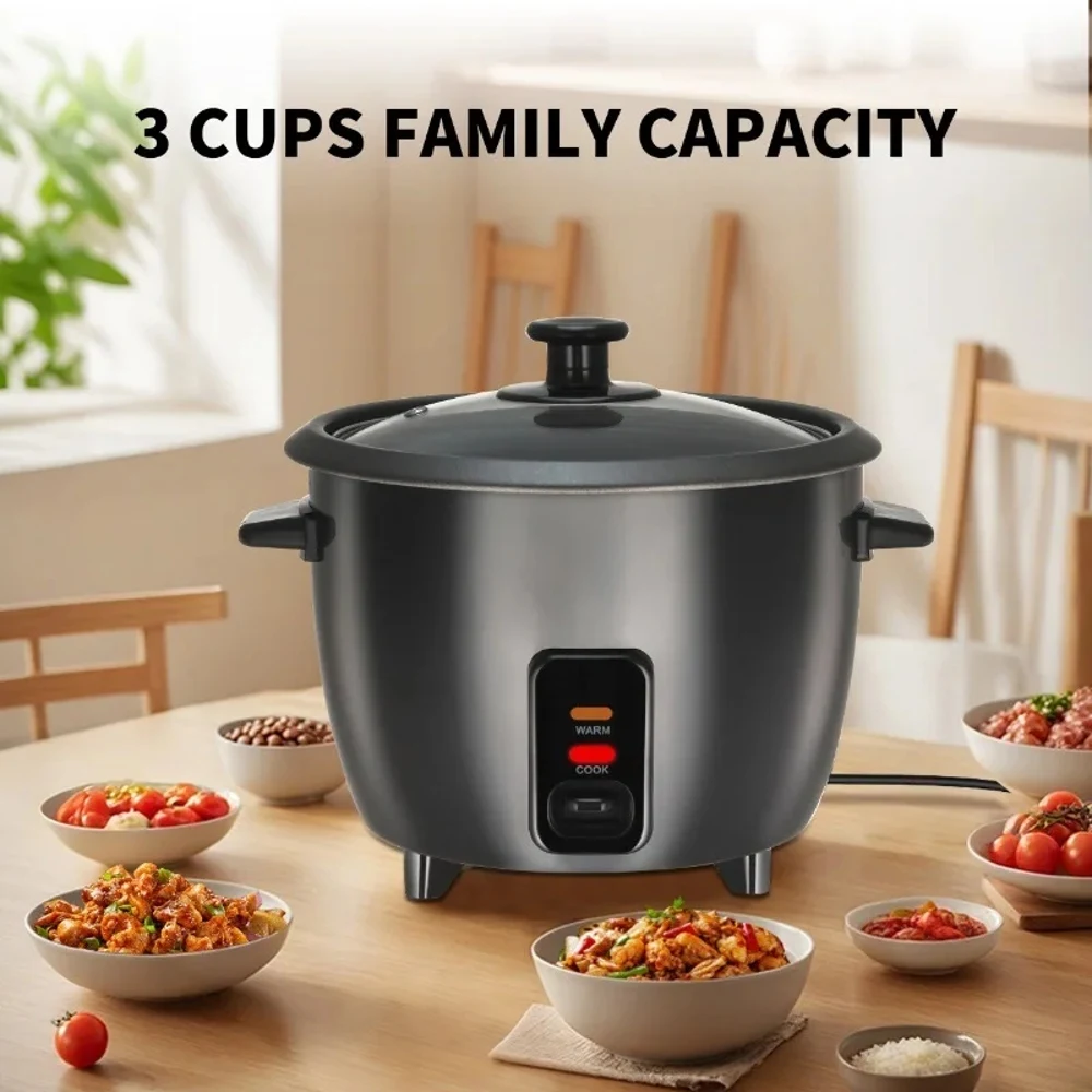 1.8L Multifunctional Mini Rice Cooker 3 Cups Family Capacity Stainless Steel Chassis Heating Household Electric Cooker Warm Cook 6