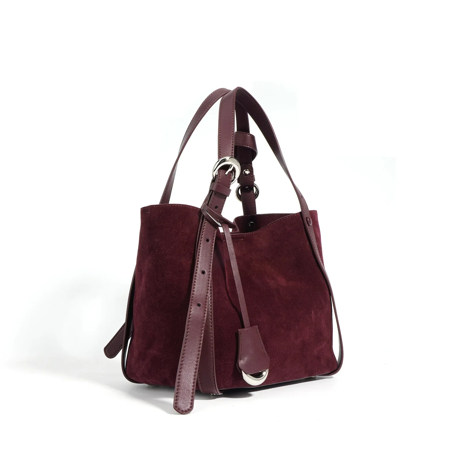 حقيبة يد جلدية طبيعية ذات سعة كبيرة، وحقيبة دلو فا...