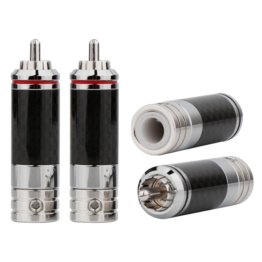 

4 шт. R1717 латунный родиевый RCA разъем, разъем из углеродного волокна для самостоятельной сборки сигнального RCA кабеля