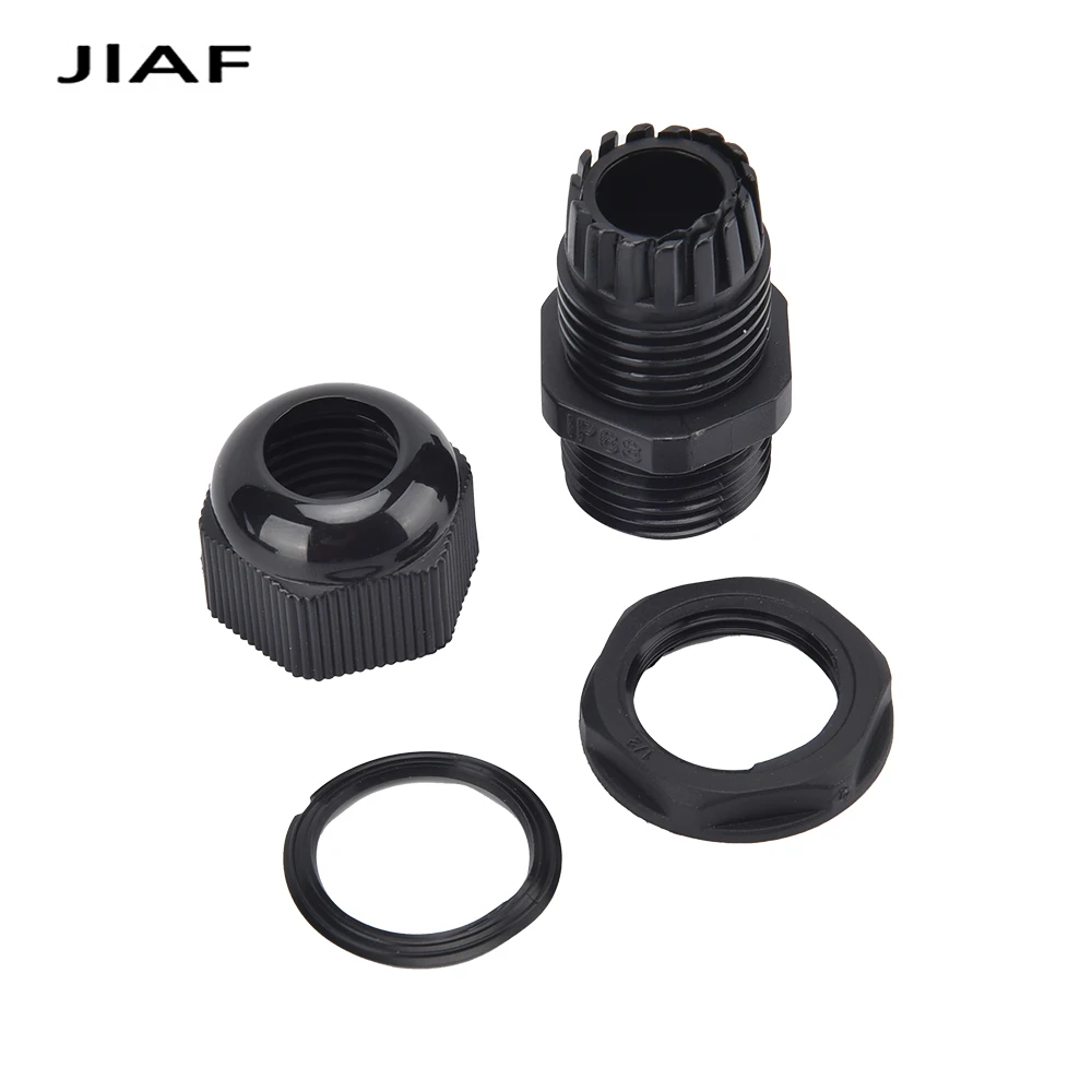 38PCS PG7-PG19 Plastic Waterproof Cable Gland Nylon Black Cable Fixing Joint PG13.5 With Gasket Range For 3-15mm Set