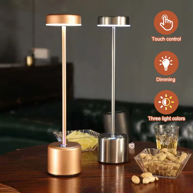 

LED Table Lamp Indoor Lighting Touch Sensor Desk Light Wireless USB Rechargeable Adjust Brightness Night for Bar Cafe Hotel