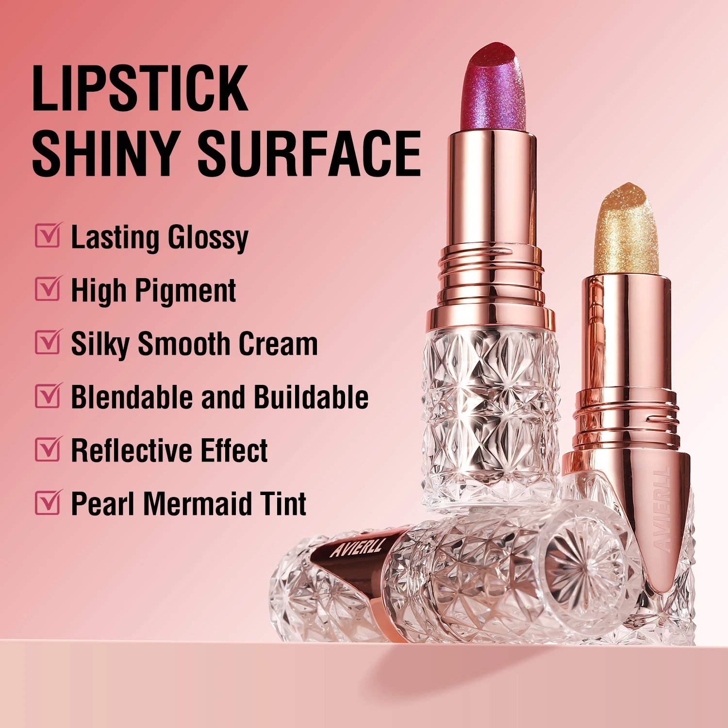 Glitter Lipstick Quicksand Gold Moisturizing Silky Long-lasting Waterproof