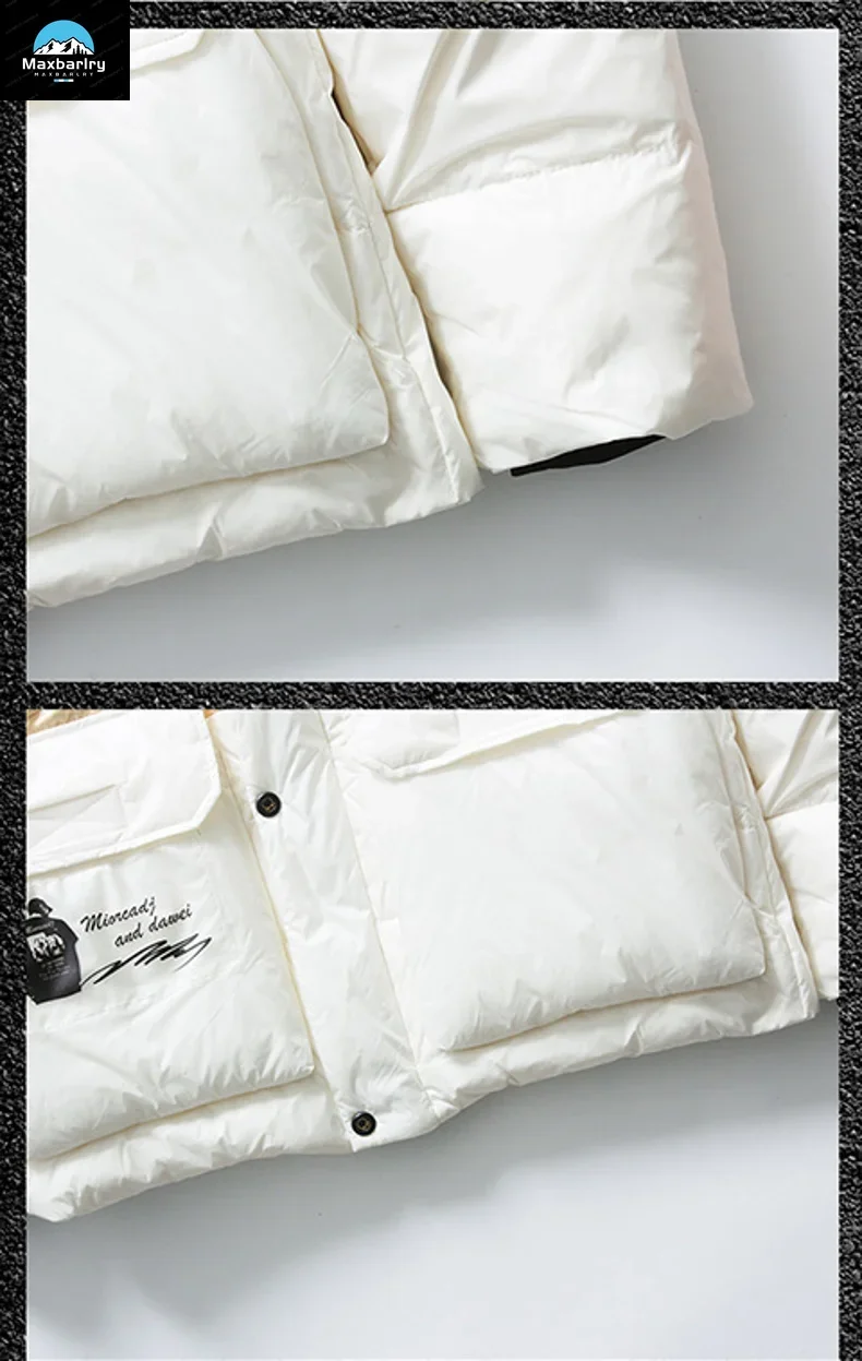 Winter Hooded Down Jacket Men's Fashion Black Gold White Duck Down Warm Coat South Korea Luxury Clothing New Men's Jacket