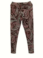 Plus Size 1XL-5XL Women's  Boho Paisley Print Elastic High Rise Skinny Leggings Fashion and Leisure Women Leggings - Image 2