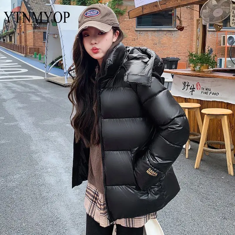 

YTNMYOP Women Men Black Gold Down Cotton Jacket Winter Parkas New Short FashionThick Warm Jacket Coat M-3XL Clothing Outwear