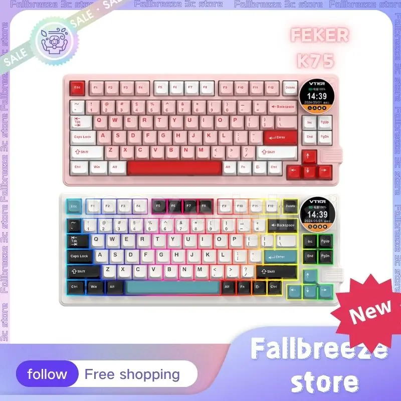 

Клавиатура Feker K75 игровая механическая, 3 режима, 83 клавиши, 2,4 ГГц, Bluetooth