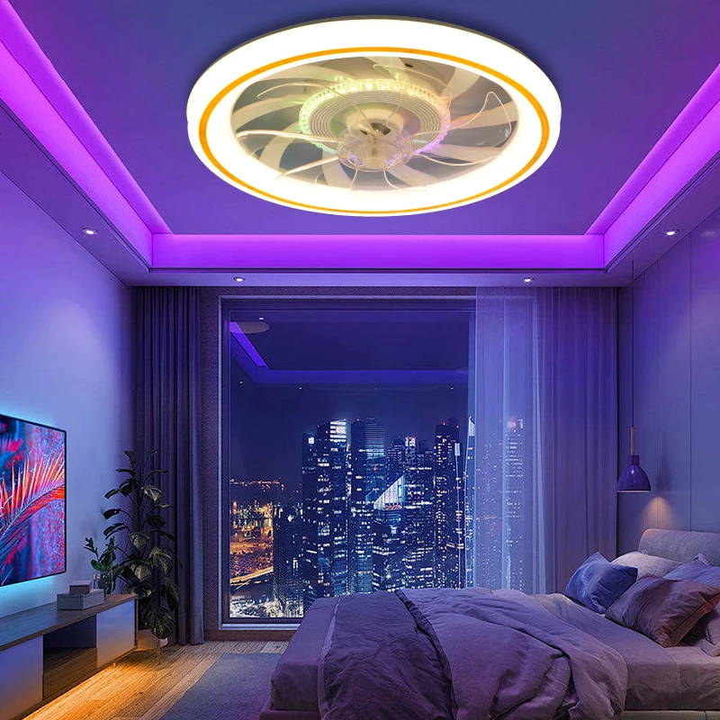 LED Ceiling Fan Light Modern Thin RGB Remote Control Dimming Mobile App Control Indoor Bedroom Living Room Dining Room 110-220V 3